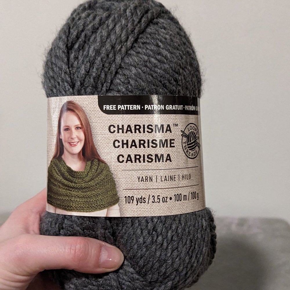 YARN Acrylic Gray Charcoal Charisma Chunky Loops and Threads FULL SKEIN